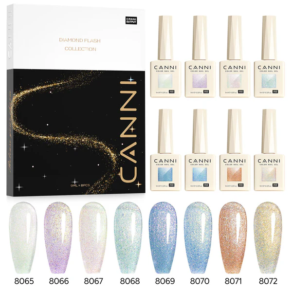 CANNI HEMA FREE  szett 8x9ml - Aurora Glitter Collection