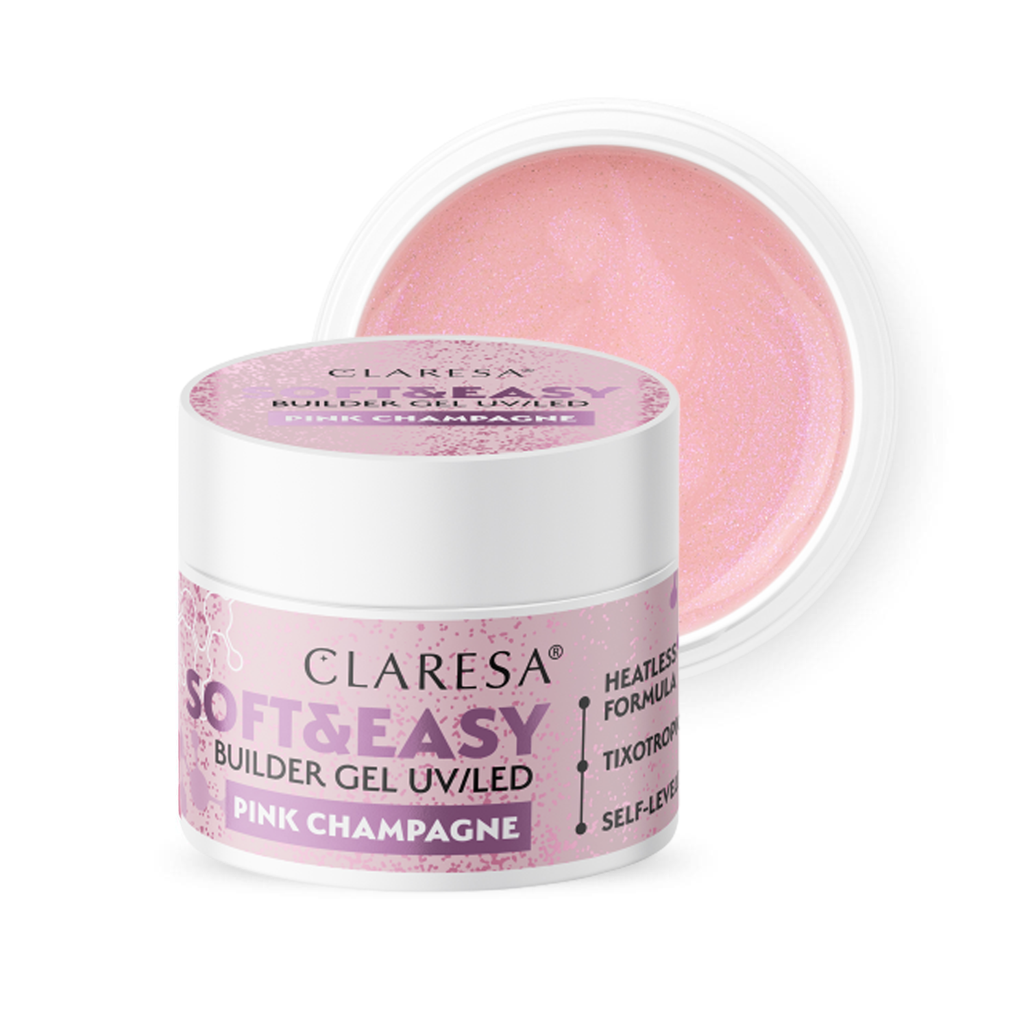 CLARESA Soft&Easy Builder Gél 45g - Pink Champagne  / Blinking Pink