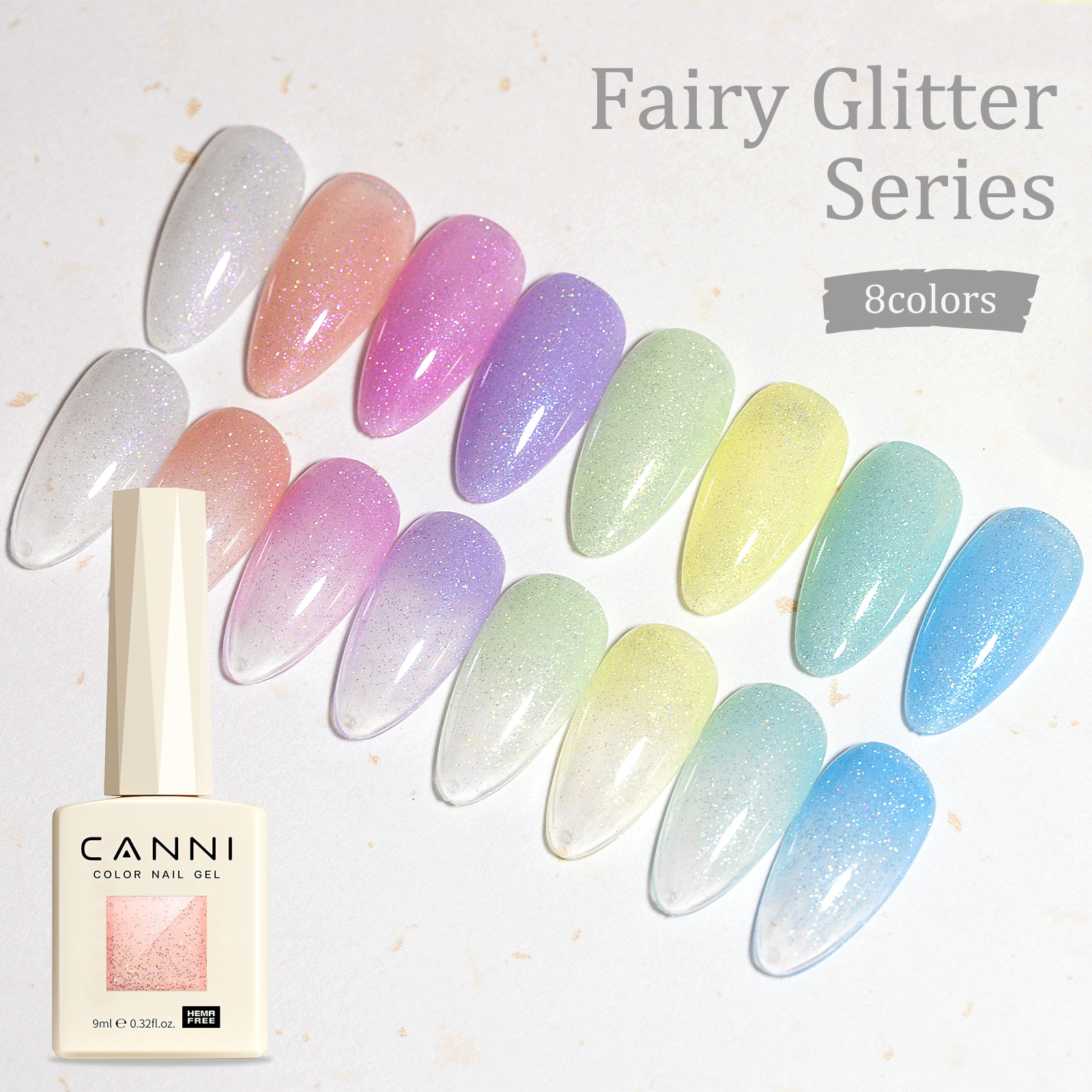 CANNI HEMA FREE  szett 8x9ml - Fairy Glitter Collection