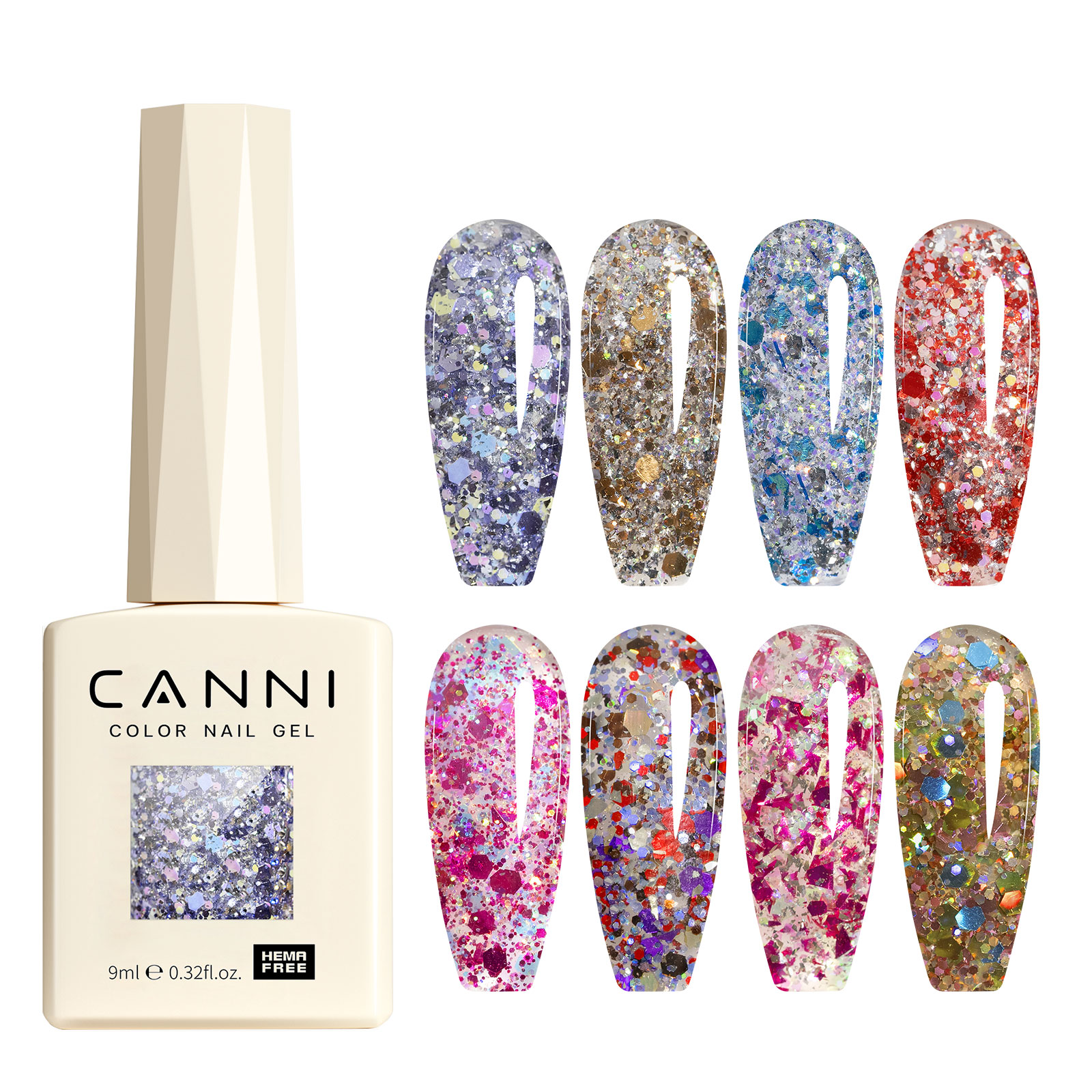 CANNI HEMA FREE  szett 8x9ml - Glitz Flash Collection